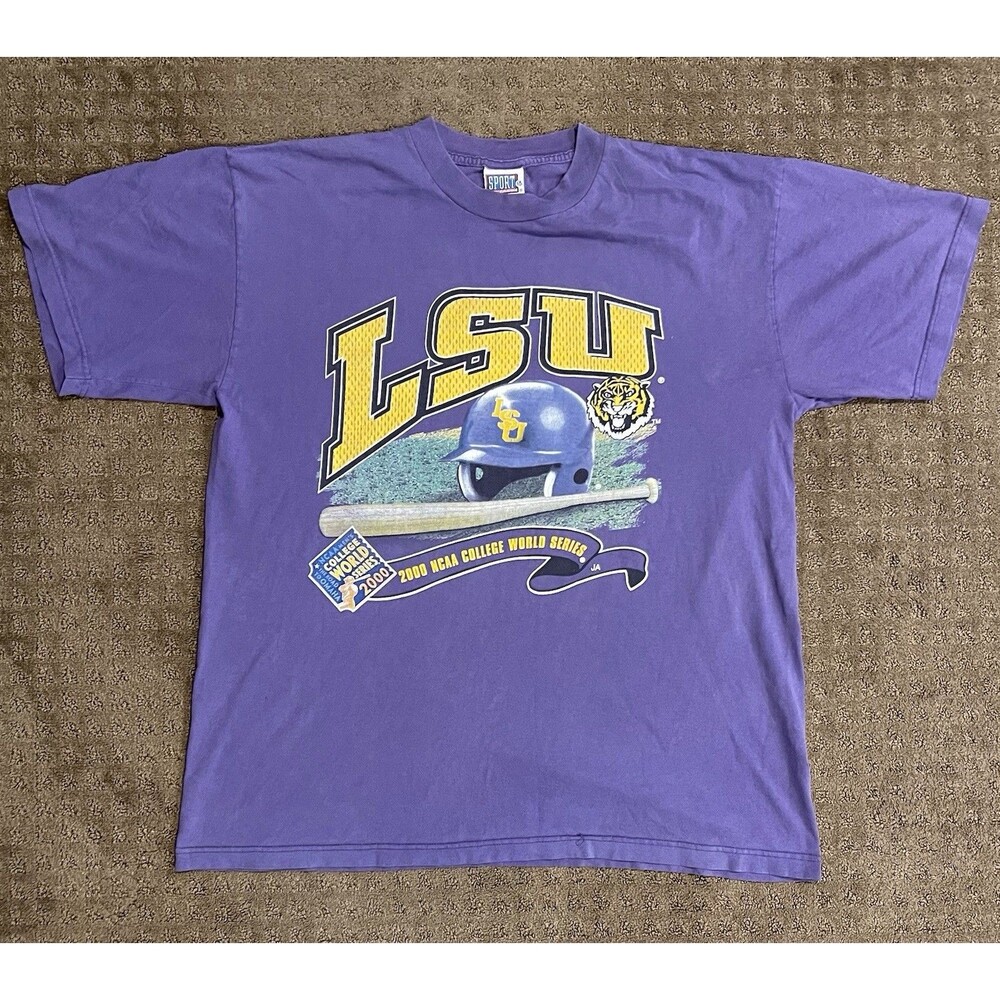 VTG LSU Tigers 2000 College World Series Graphic T-Shirt Sports Attack Size XL
